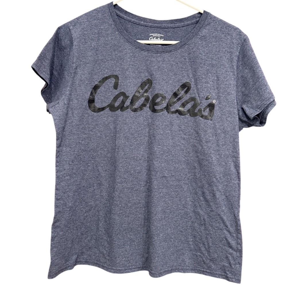Cabela's Women's Blue Logo‎ T-Shirt Casual Activewear Top Large L